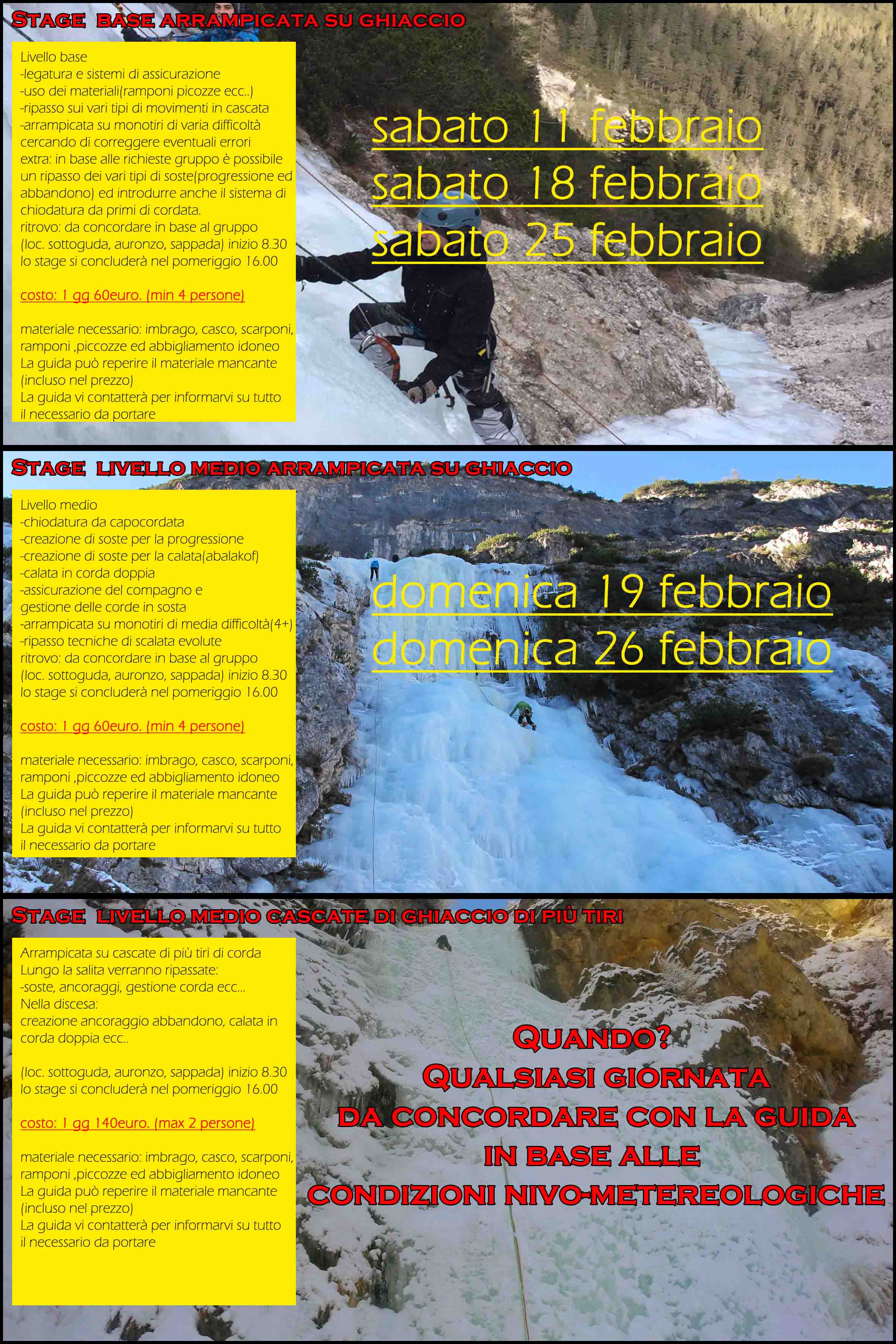 Stage Base Arrampicata su Ghiaccio - clicca vedi locandina
