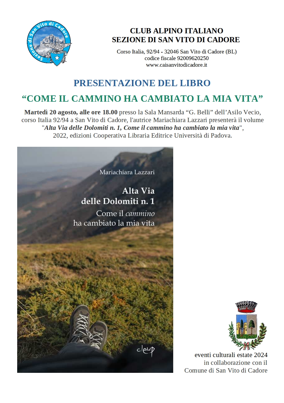 CAI - Sez.San Vito di Cadore - EventiCulturali estate 2024